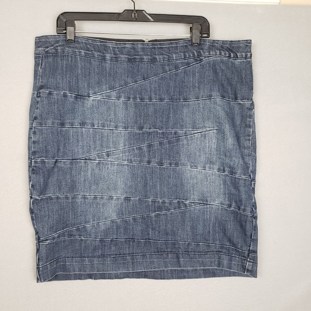 Lane Bryant Plus Size 18 Denim Mini Skirt Blue Bandage Style Pencil‎ Y2K Stretch